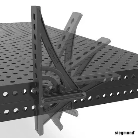 Kątownik montażowy i blokujący SIEGMUND SYSTEM 28 500G, azotowany, z kątownikiem obrotowym, stoper lewy