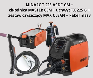 Spawarka KEMPPI MINARC T 223 ACDC GM + chłodnica MASTER 05M + uchwyt TX 355 W 4 m + std. zestaw czyszczący MAX CLEAN mały + kabel masy