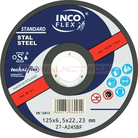 IncoFlex tarcza do szlifowania A24SBF, 125x6.5x22.23