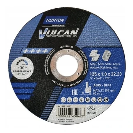 NORTON VULCAN Tarcza do cięcia T41 125 x 1.0 x 22.23 mm